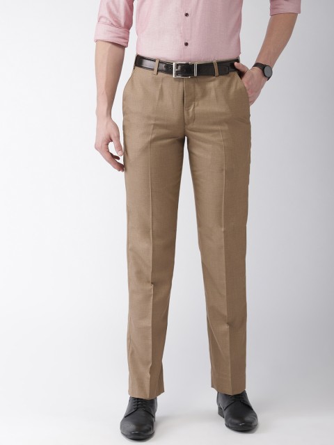 

Park Avenue Men Khaki Smart Slim Fit Checked Formal Trousers