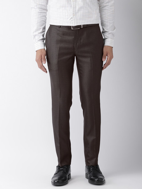 

Raymond Men Brown Slim Fit Checked Regular Trousers