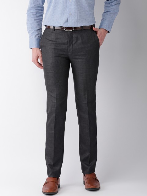 

Raymond Men Blue Slim Fit Checked Regular Trousers