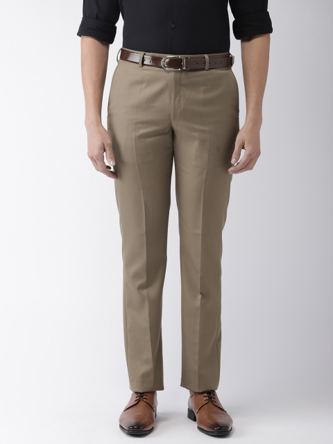 

Park Avenue Men Khaki Smart Slim Fit Self Design Formal Trousers