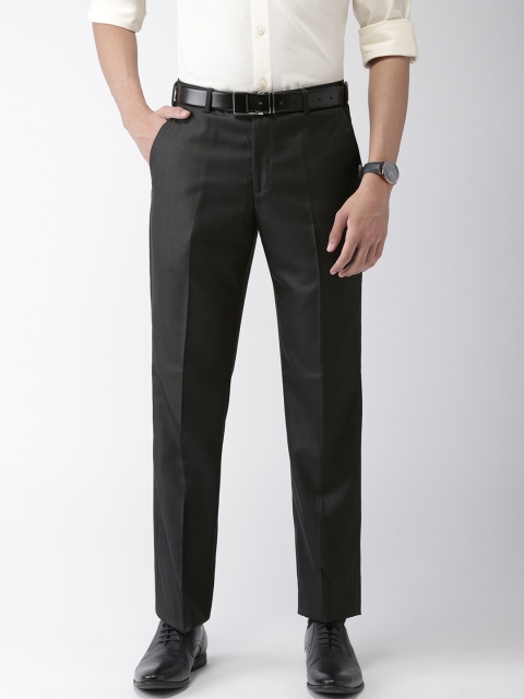 

Park Avenue Men Black & Navy Blue Smart Slim Fit Checked Formal Trousers