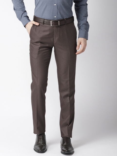 

Raymond Men Brown Slim Fit Checked Formal Trousers