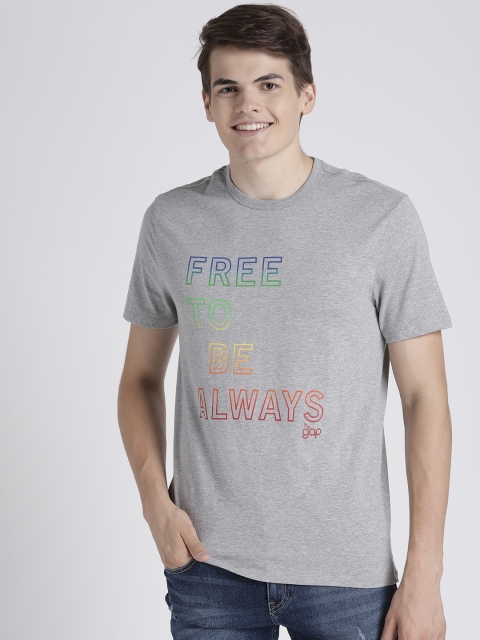 

GAP Men's Graphic Short Sleeve Crewneck T-Shirt, Grey melange