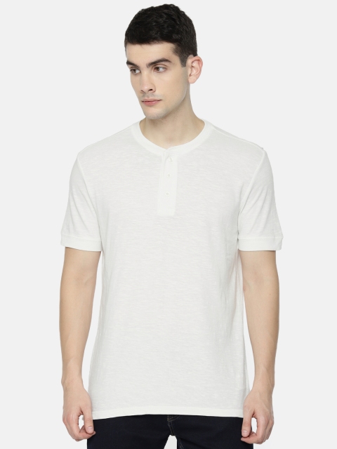 

GAP Men Off-White Solid Henley Neck Short Sleeve Vintage Slub Jersey