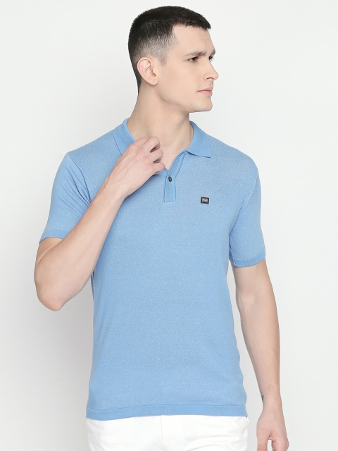 

BYFORD by Pantaloons Men Blue Solid Polo Collar T-shirt