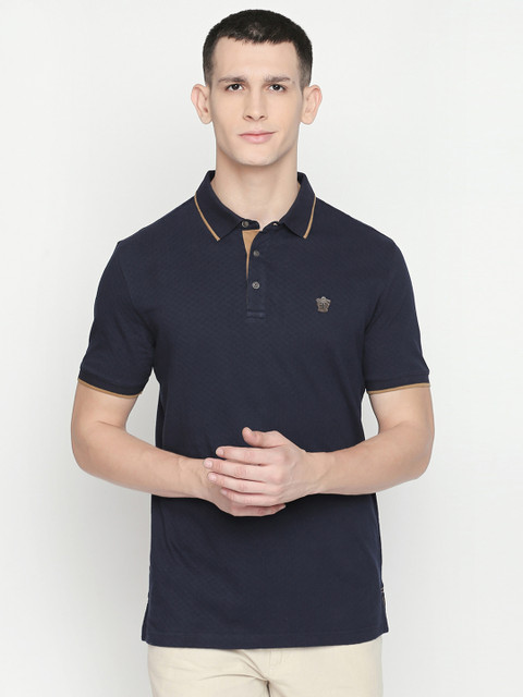 

BYFORD by Pantaloons Men Navy Blue Solid Polo Collar T-shirt