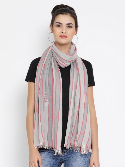 

SHINGORA Women Grey Striped Stole