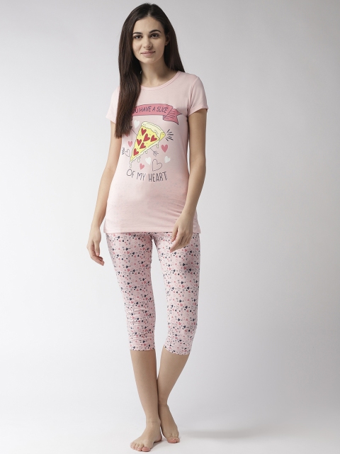 

MADAME M SECRET Women Peach-Coloured Printed Night Suit S9S30029 030