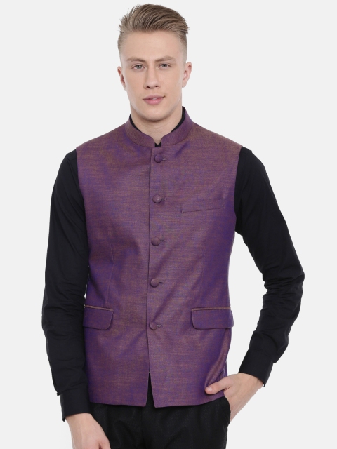 

Van Heusen Men Purple Single-Breasted Slim Fit Solid Nehru Jacket