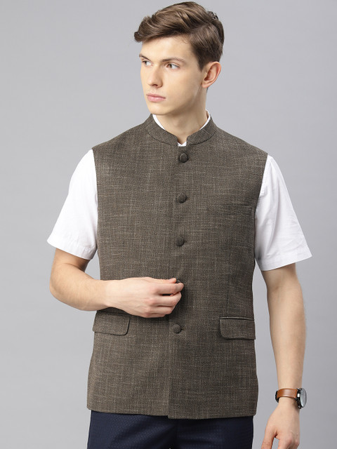 

Van Heusen Men Brown Slim Fit Nehru Jacket