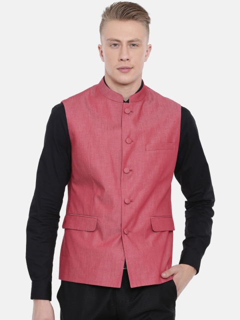 

Van Heusen Men Red Slim Fit Solid Pure Cotton Nehru Jacket