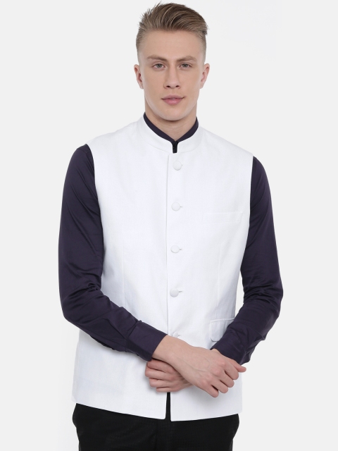 

Van Heusen Men White Solid Pure Cotton Nehru Jacket