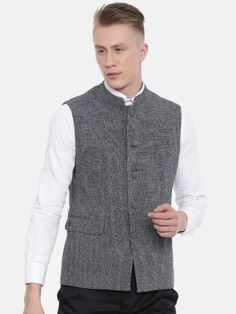 

Van Heusen Men Grey Self-Design Nehru Jacket