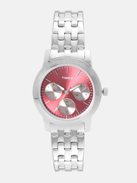 

Timex Women Red & Silver-Toned Colourblocked Analogue Watch TW000W107