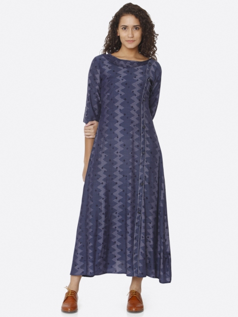 

Shiloh Women Blue Chevrob Printed Anarkali Kurta