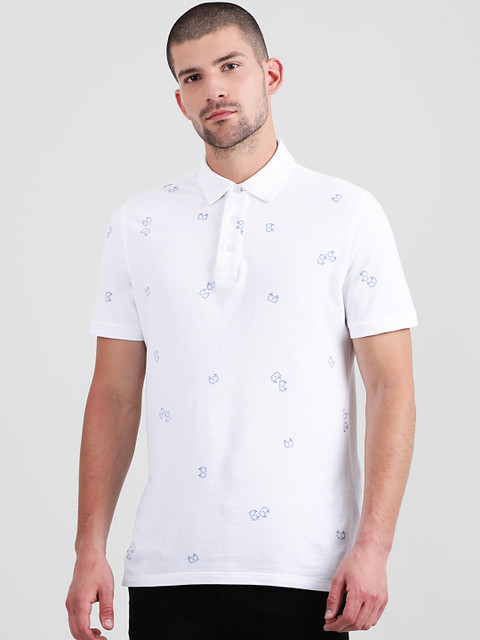 

Leo Sansini Men White Printed Polo Collar T-shirt