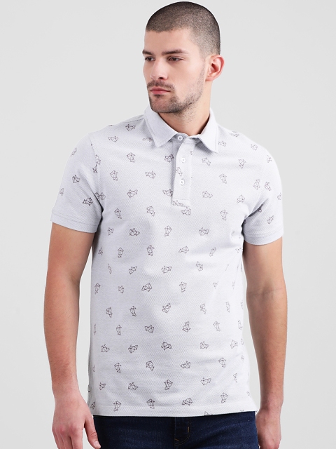 

Leo Sansini Men Grey Printed Polo Collar T-shirt