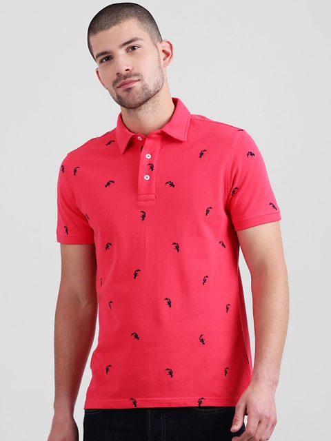 

Leo Sansini Men Pink Printed Polo Collar T-shirt