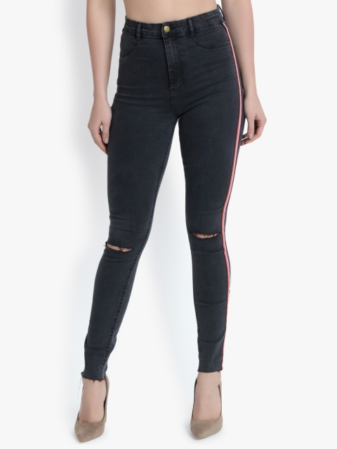 

Kotty Women Navy Blue Skinny Fit High-Rise Slash Knee Jeans