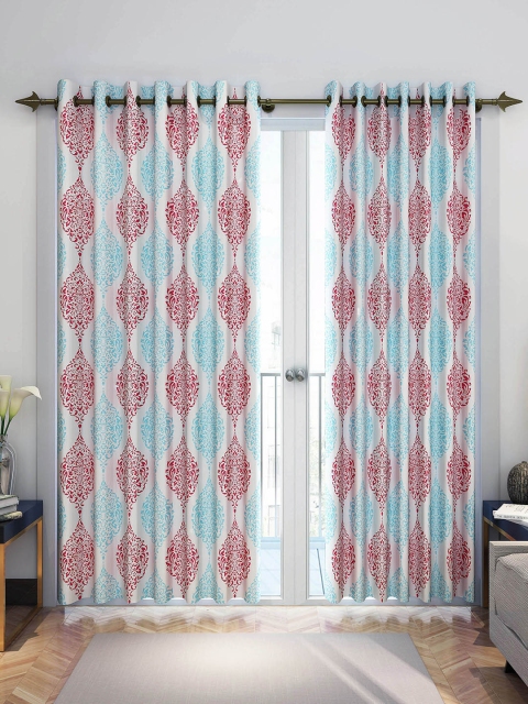 

Divine Casa Set of 2 Red & Blue Printed Door Curtains