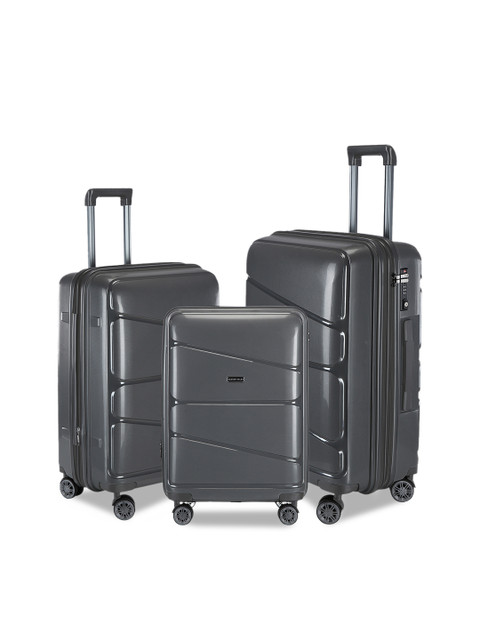 

Nasher Miles Unisex Set of 3 Grey Hard-Sided Trolley Bags