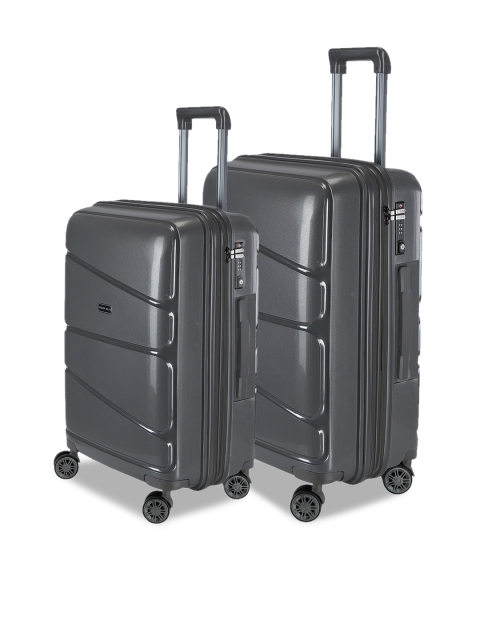 

Nasher Miles Unisex Set of 2 Grey Hard-Sided Trolley Bags