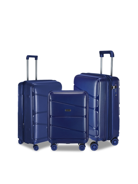 

Nasher Miles Unisex Set of 3 Navy Blue Hard-Sided Trolley Bags