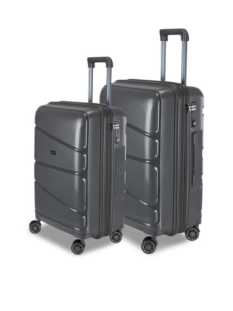 

Nasher Miles Unisex Set of 2 Grey Hard-Sided Trolley Bags