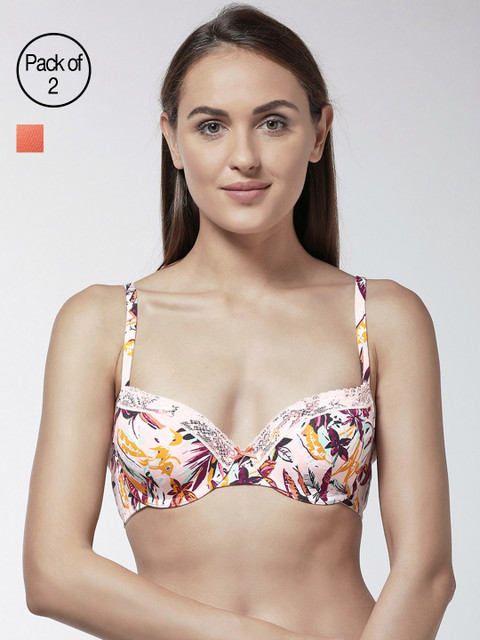 

Marks & Spencer Pack of 2 Underwired Lightly Padded Balconette Bras T33352, Orange