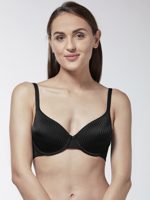 

Marks & Spencer Black Self-Striped Underwired Lightly Padded T-shirt Bra T332236