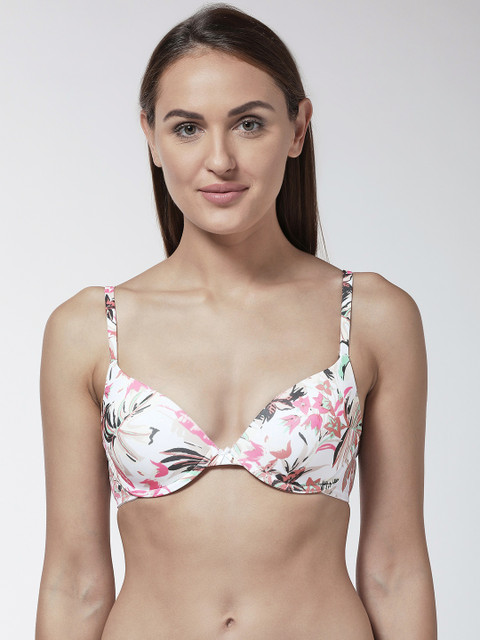 

Marks & Spencer White & Pink Printed Underwired Lightly Padded T-shirt Bra T330361X