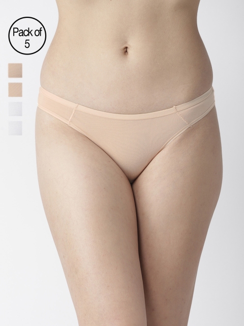 

Marks & Spencer Women Pack of 5 Solid Bikini Briefs T614287Nude Mix, Beige