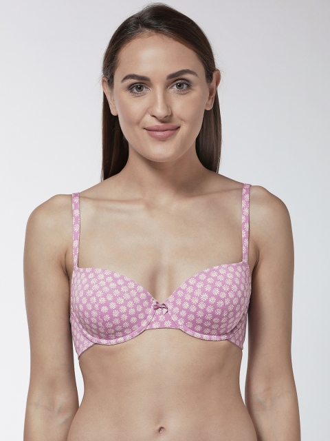 

Marks & Spencer Mauve & Beige Printed Underwired Lightly Padded Balconette Bra T330351X
