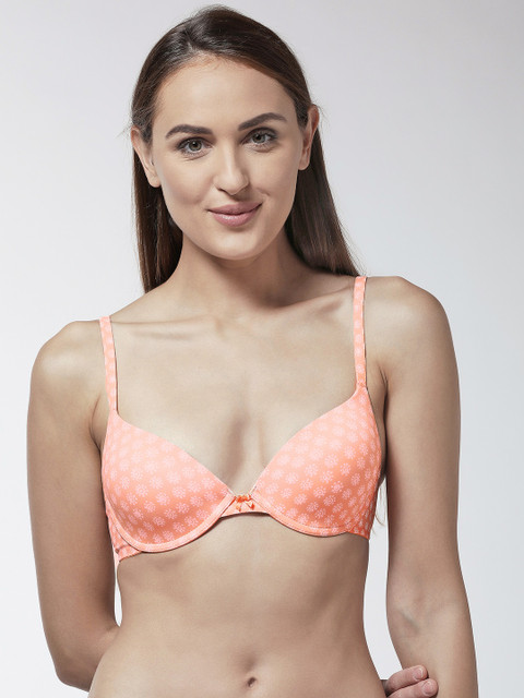 

Marks & Spencer Orange & White Printed Underwired Padded Plunge T-shirt Bra T330361X