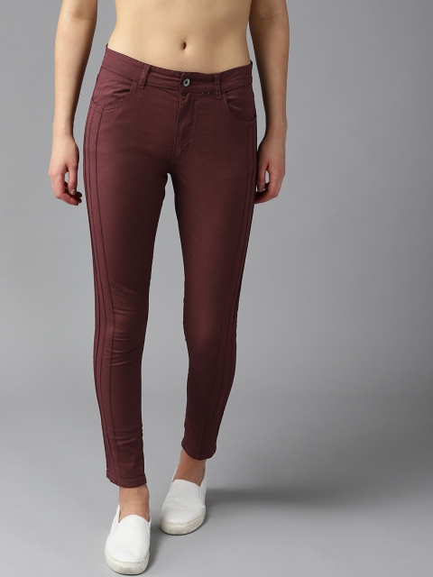 

Roadster Women Maroon Regular Fit Solid Trousers