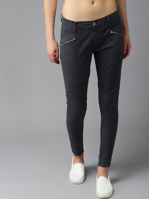 

Roadster Women Black Regular Fit Solid Trousers
