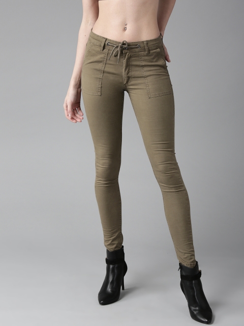 

Roadster Women Olive Green Regular Fit Solid Trousers