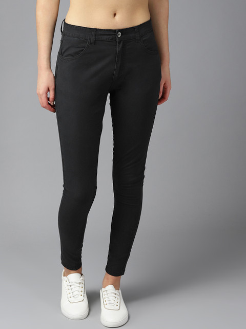

Roadster Women Black Regular Fit Solid Trousers
