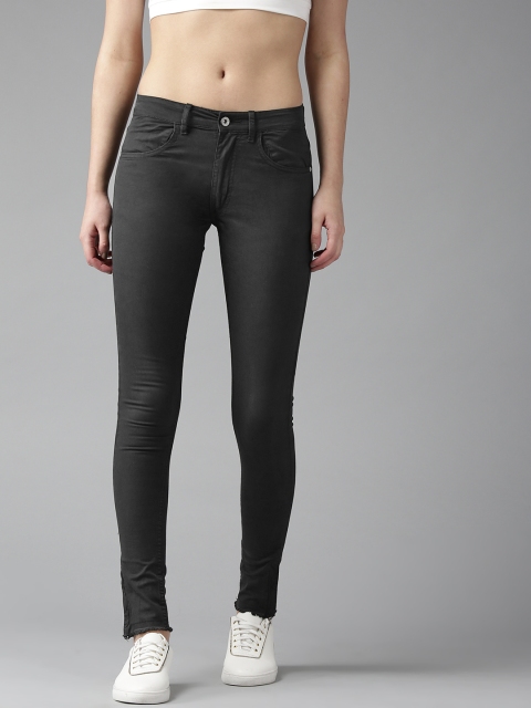 

The Roadster Lifestyle Co Women Black Regular Fit Solid Trousers