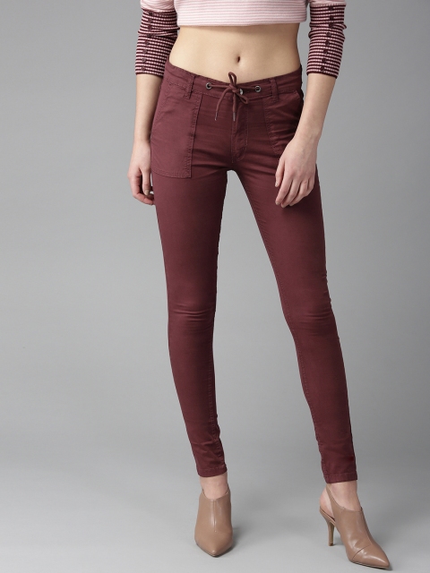 

Roadster Women Maroon Regular Fit Solid Trousers