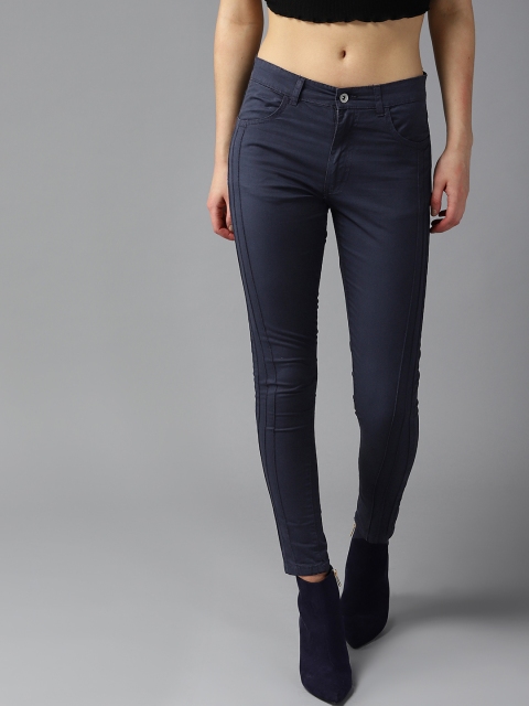 

Roadster Women Navy Blue Regular Fit Solid Trousers