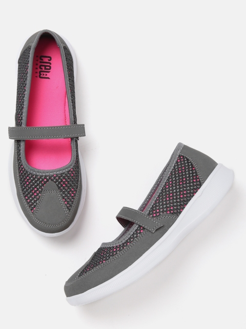 

Crew STREET Women Grey Woven Design Walking Slip-On Shoes