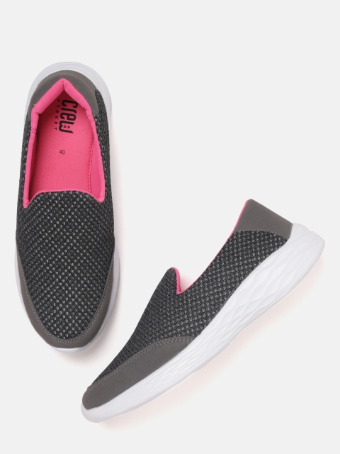 

Crew STREET Women Charcoal Grey Woven Design Running Shoes