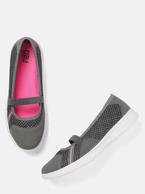 

Crew STREET Women Grey Woven Design Walking Slip-On Shoes