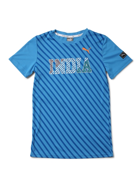 

Puma Unisex Blue Striped Round Neck T-shirt