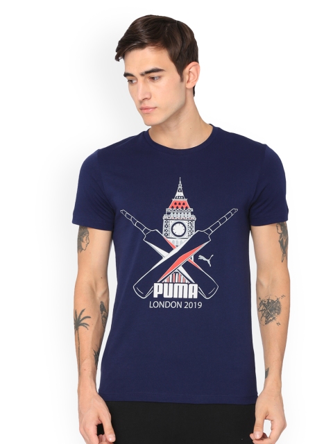 

Puma Men Blue Printed Round Neck T-shirt
