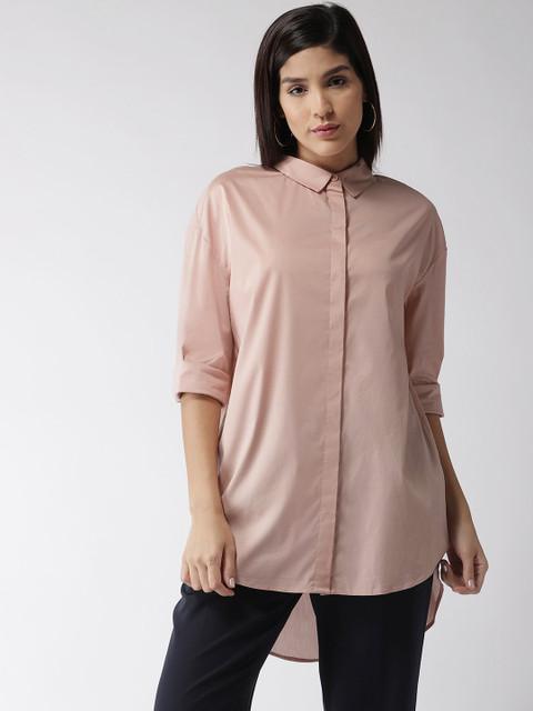 

Marks & Spencer Women Peach-Coloured Regular Fit Solid Casual Longline Shirt