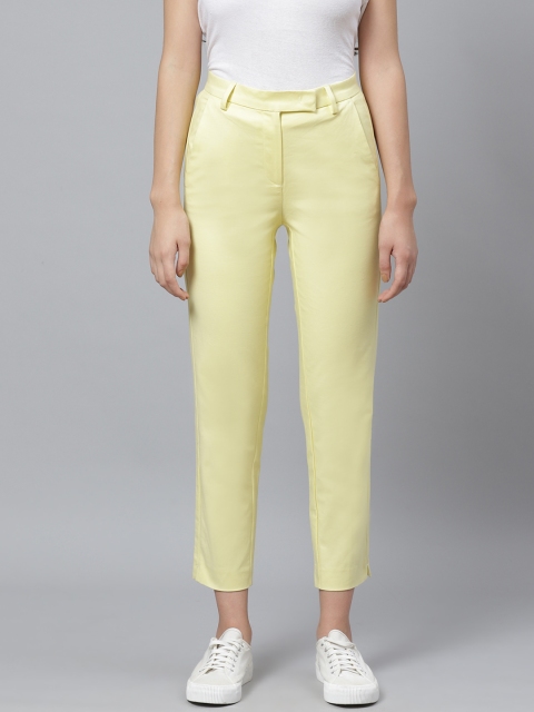 

Marks & Spencer Women Yellow Solid Regular Fit Trousers