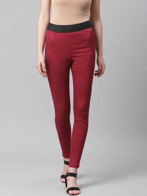 

Marks & Spencer Women Maroon Solid Super Skinny Fit Treggings