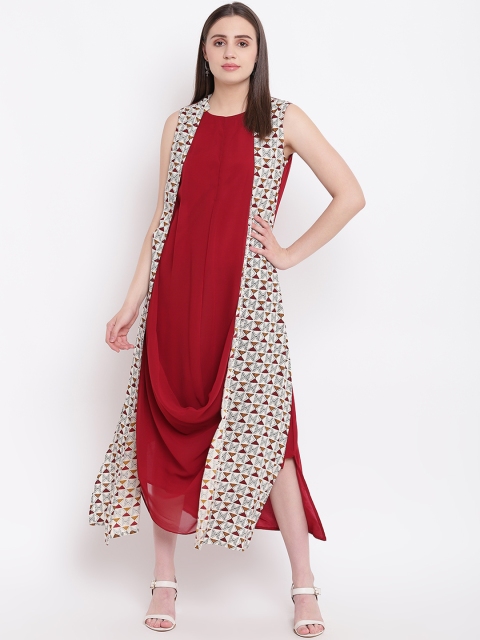 

Be Indi Women Maroon Printed A-Line Kurta